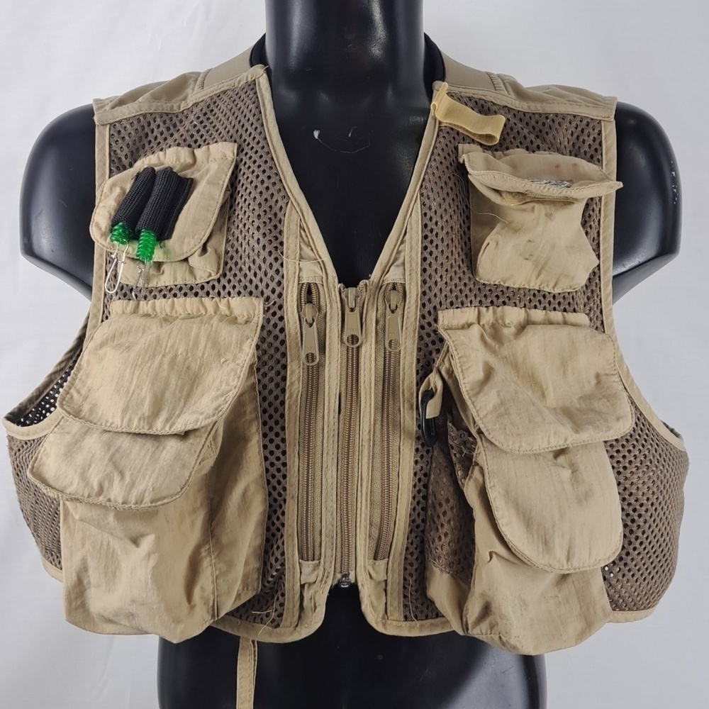 Vintage PFG Columbia fishing hunting outdoors multipocket tan mesh Men's XL vest